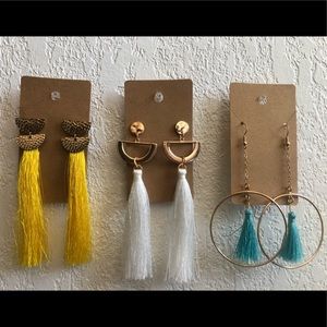 Yellow • Teal • White | TASSEL EARRINGS BUNDLE